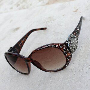 Montana West Sunglasses in Leopard w/Silver Swirl Flower Concho Accents